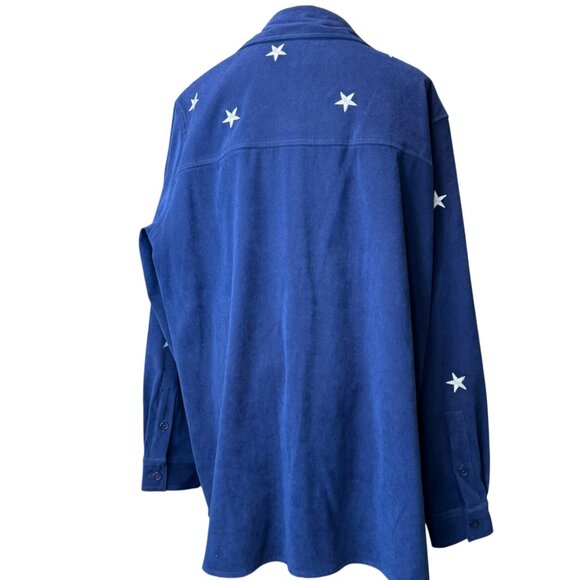 Quacker Factory Star Embellished Navy Button-Up Shirt Size 1X - Picture 4 of 7